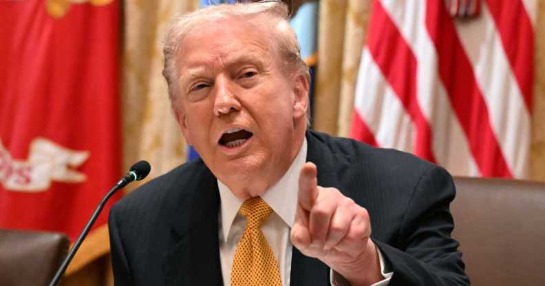 President Donald Trump snapped at a reporter after they asked about the Epstein files.