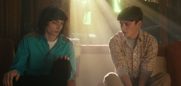 Finn Wolfhard and Noah Schnapp as Mike Wheeler and Will Byers in Stranger Things.