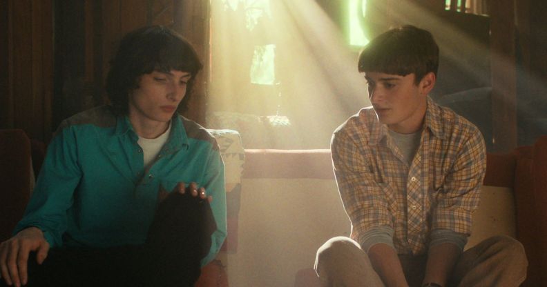 Finn Wolfhard and Noah Schnapp as Mike Wheeler and Will Byers in Stranger Things.