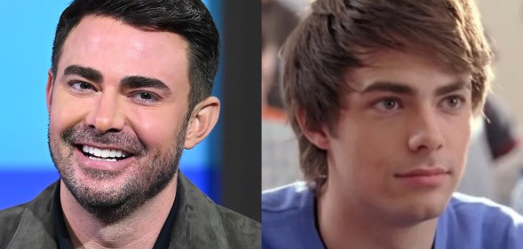 Jonathan Bennett present day and the actor as Aaron Samuels in 2004's Mean Girls film