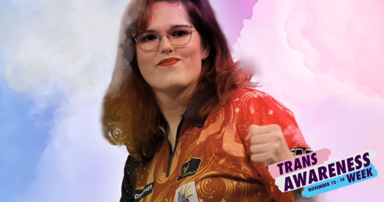 Noa-Lynn van Leuven edited into a smokey background.