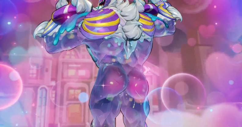 Venom from Marvel Rivals wiggling his bottom while wearing a tutu