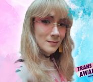 An edited photo of Amelia Hansford for Trans Awareness Week.