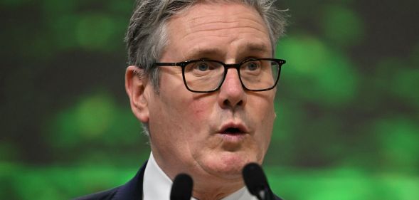 Keir Starmer, pictured at COP30.