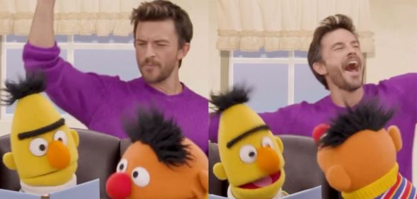 Jonathan Bailey stopped by Sesame Street