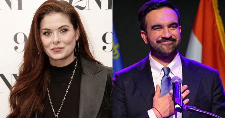 Debra Messing and Zohran Mamdani