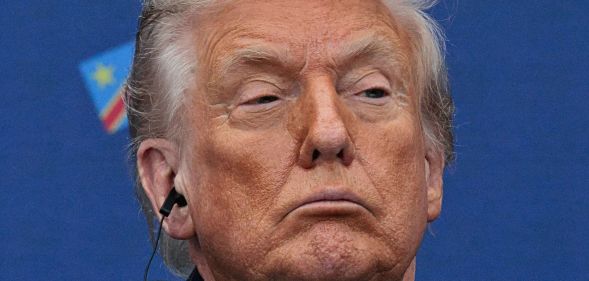 A close-up of US president Donald Trump.