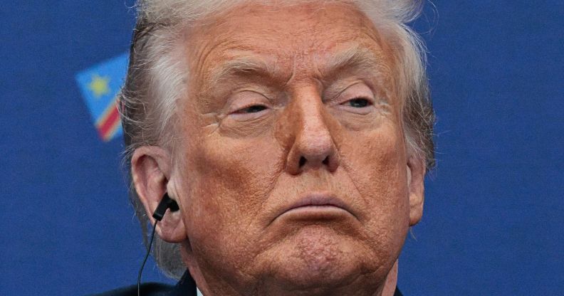 A close-up of US president Donald Trump.