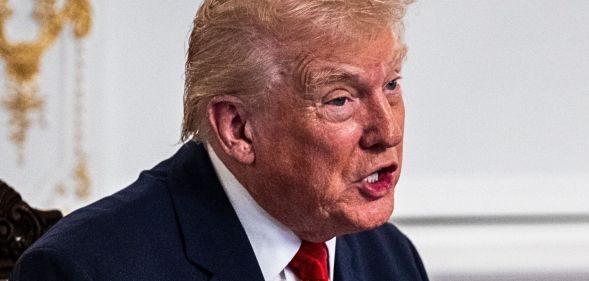 47th US President Donald Trump, pictured speaking.