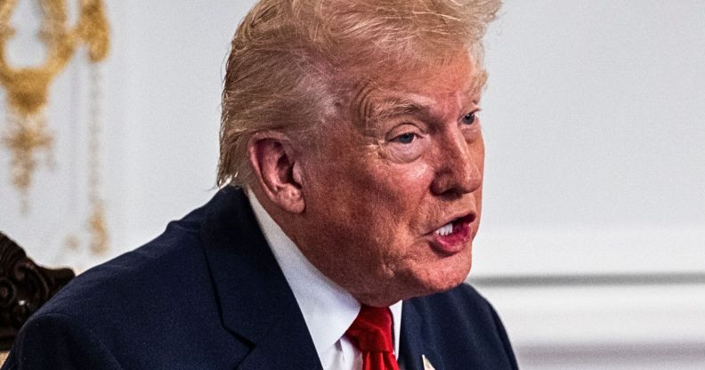 47th US President Donald Trump, pictured speaking.