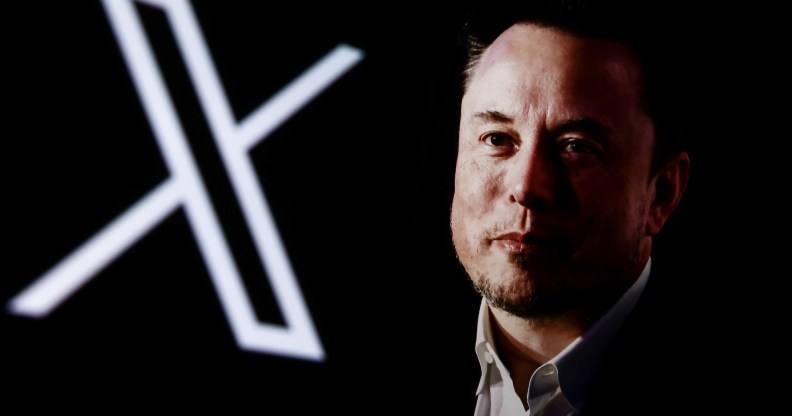 A portrait picture of Elon Musk photographed in Krakow, Poland on January 22nd, 2024 and X, former Twitter, logo are screened for illustration photo in Krakow, Poland on October 25, 2024. (Photo by Beata Zawrzel/NurPhoto)