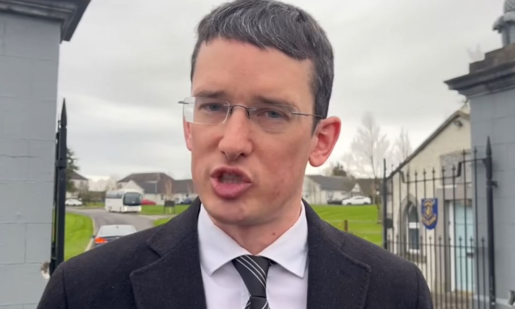 Enoch Burke stood outside Wilson's Hospital School.