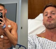 Fraser Olender in selfies taken during his hospital stay.