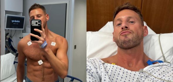 Fraser Olender in selfies taken during his hospital stay.