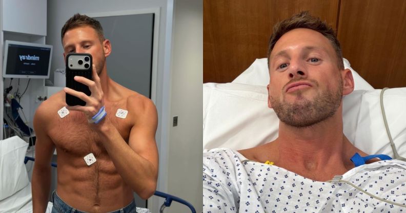 Fraser Olender in selfies taken during his hospital stay.