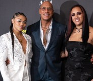 Tatyanna Dumas, Dwayne 'The Rock' Johnson and Ava at The Smashing Machine's London screening