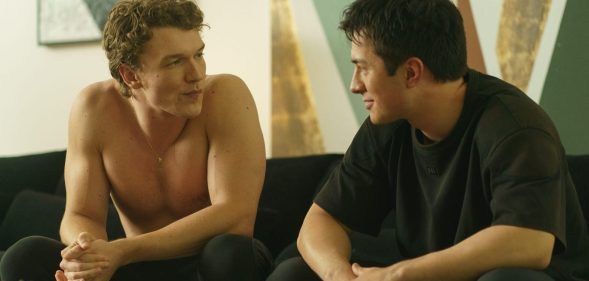 Connor Storrie and Hudson Williams in Heated Rivalry