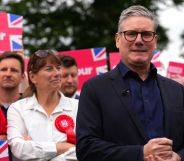 Prime minister Keir Starmer surrounded by Labour voters.