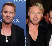 Ronan Keating poses in 2025 (left) and in 2009 with Stephen Gately, days before his death.