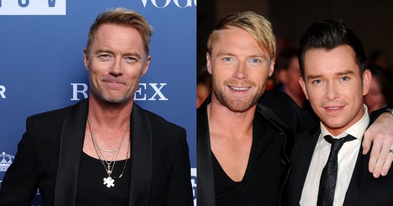 Ronan Keating poses in 2025 (left) and in 2009 with Stephen Gately, days before his death.
