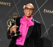 RuPaul, winner of Outstanding Reality TV Competition for "RuPaul's Drag Race" poses in the press room at the 75th Primetime Emmy Awards