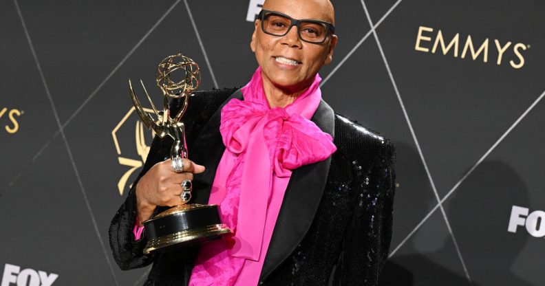 RuPaul, winner of Outstanding Reality TV Competition for "RuPaul's Drag Race" poses in the press room at the 75th Primetime Emmy Awards