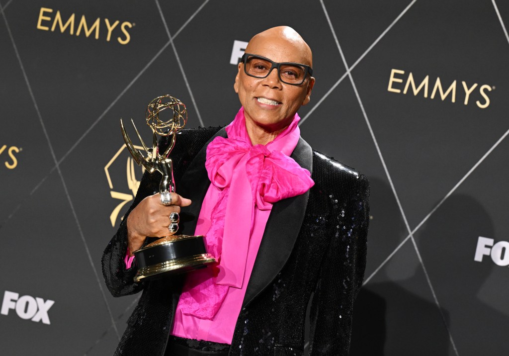 RuPaul, winner of Outstanding Reality TV Competition for "RuPaul's Drag Race" poses in the press room at the 75th Primetime Emmy Awards