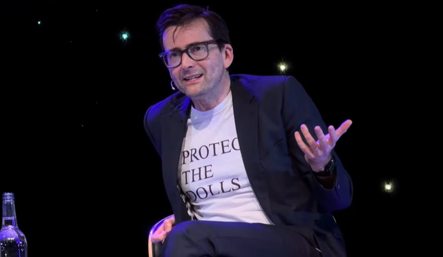 David Tennant wears trans rights 'Protect the Dolls' T-shirt at Edinburgh event