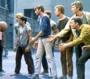 Actors George Chakiris, Tony Mordente, Tucker Smith and Russ Tamblyn in a scene from the musical film 'West Side Story', 1961