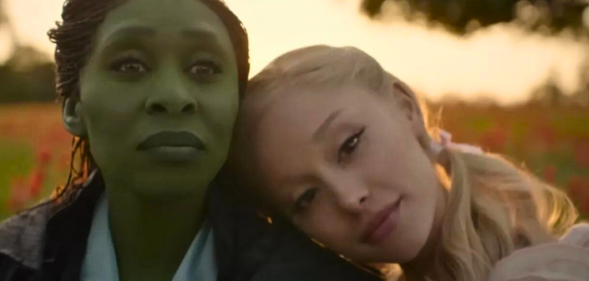 Cynthia Erivo and Ariana Grande as Elphaba and Glinda in Wicked.