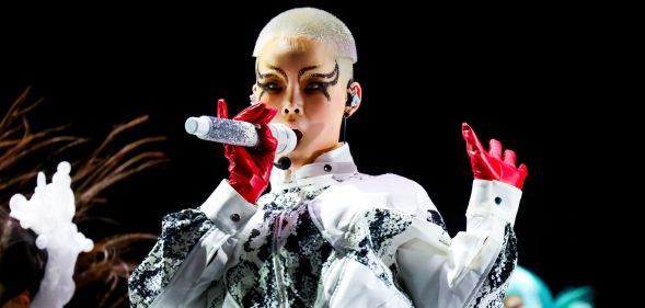 COCONA of XG performs at the Sahara Tent during the 2025 Coachella Valley Music and Arts Festival at Empire Polo Club on April 13, 2025 in Indio, California