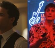 Robbie GK as Kip Grady and Matthew Finlan as Kyle in Heated Rivalry