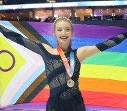 Amber Glenn poses for a photo during the Victory Ceremony after competing in the Women's Free Skating during the 2026 United States Figure Skating Championships