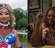 On the left, Angeria Paris VanMichaels posing near the Lincoln Monument. On the right, DeeDee Ngozi Chamblee, whose story is featured in documentary Cashing Out.