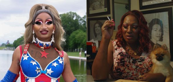 On the left, Angeria Paris VanMichaels posing near the Lincoln Monument. On the right, DeeDee Ngozi Chamblee, whose story is featured in documentary Cashing Out.