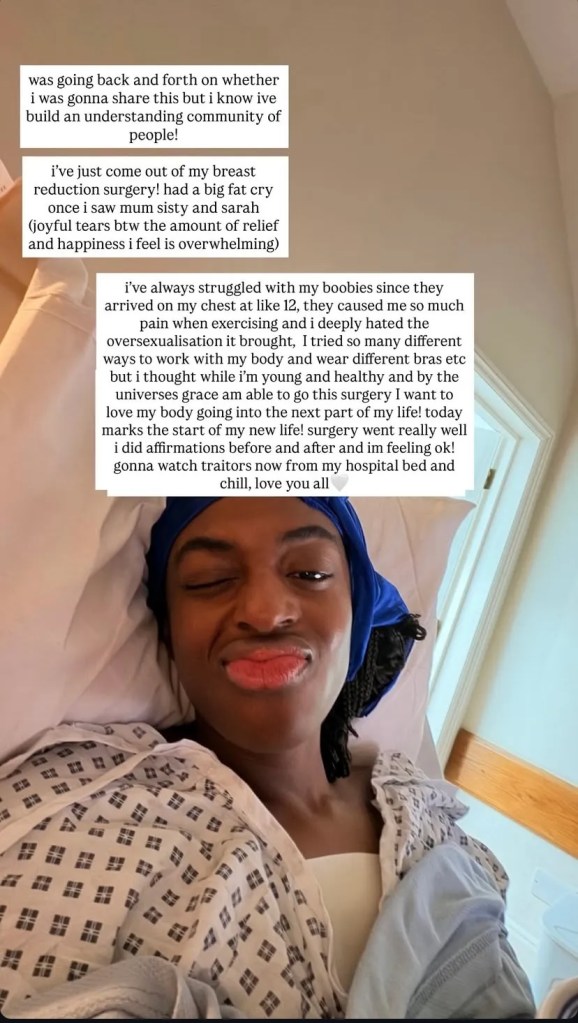 Cat Burns takes a selfie while in hospital.
