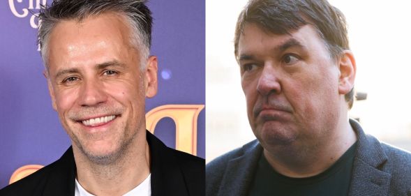 A split image showing Richard Bacon (left) and Graham Linehan (right)