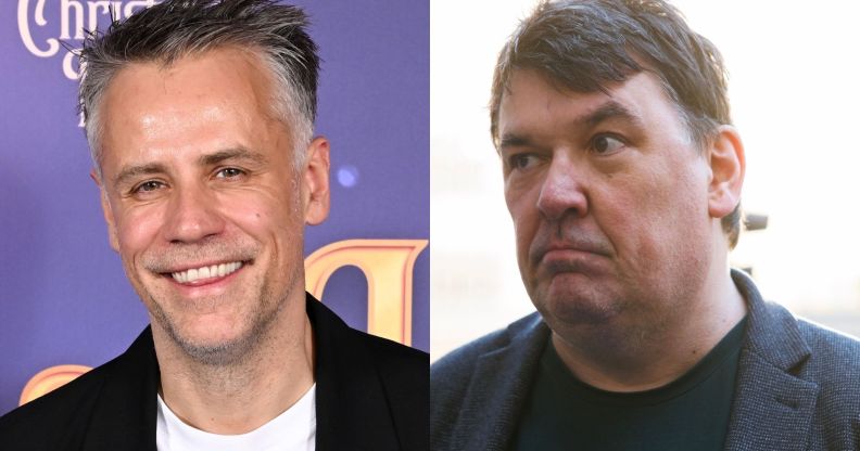 A split image showing Richard Bacon (left) and Graham Linehan (right)