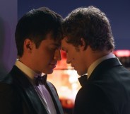 Hudson Williams as Shane Hollander and Connor Storrie as Ilya Rozanov