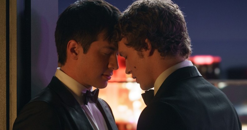 Hudson Williams as Shane Hollander and Connor Storrie as Ilya Rozanov