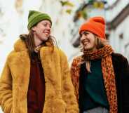 Two women taking a walk in the city