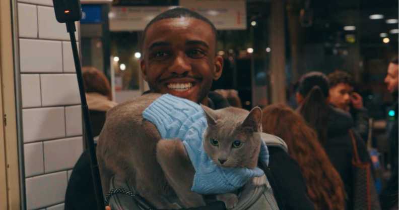 Jerome and Lupin offering 'free pet therapy' in London.