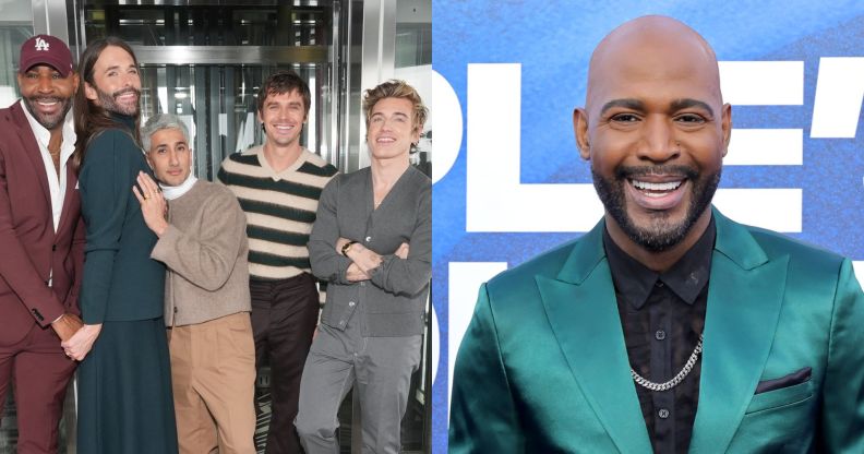 On the left, the Queer Eye cast in 2024. On the right, Karamo Brown in 2022.