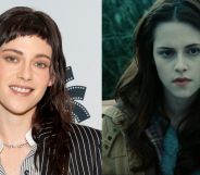 On the left, Kristen Stewart on 4 January. On the right, Kristen Stewart as Bella Swan in Twilight.