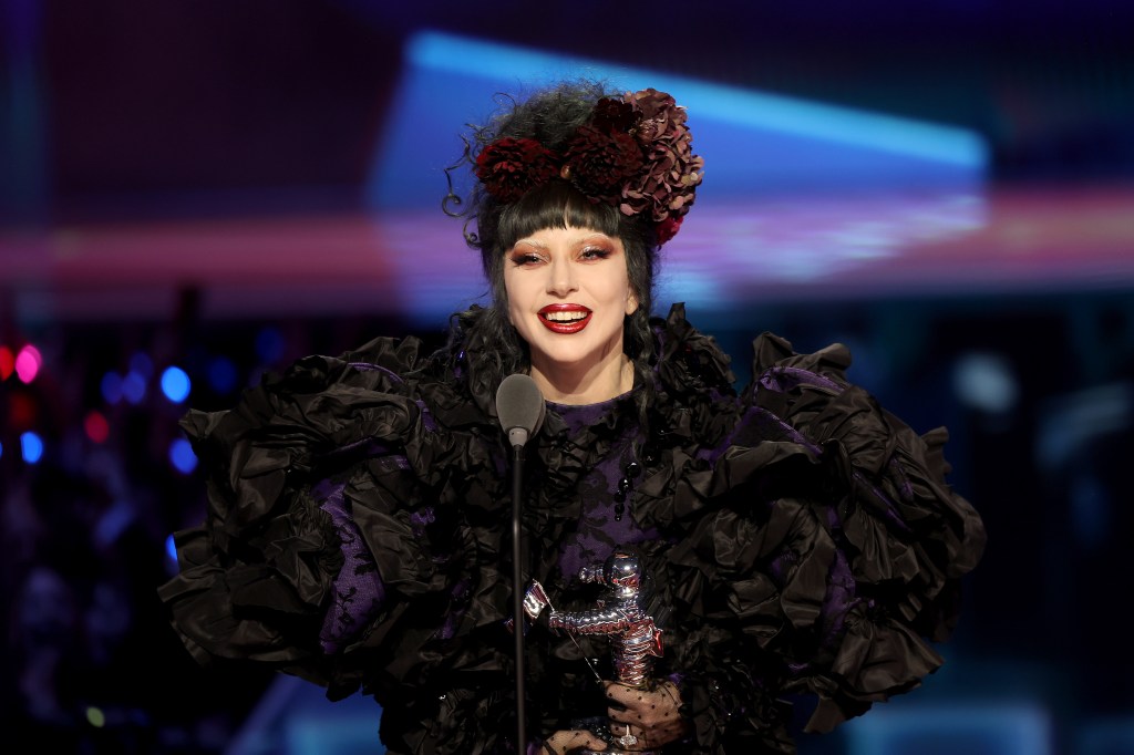 Lady Gaga accepts the “Artist of the Year” award onstage during the 2025 MTV Video Music Awards