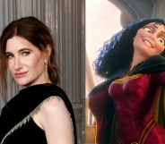 images of Kathryn Hahn beside Tangled's Mother Gothel