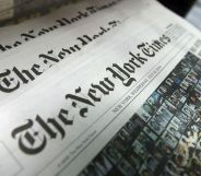 A set of New York Times newspapers.