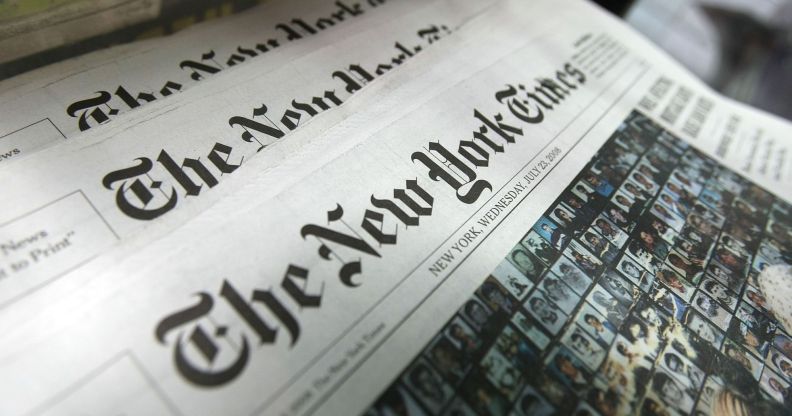 A set of New York Times newspapers.