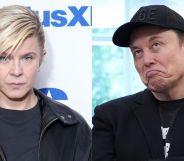 On the left, singer Robyn. On the right, Elon Musk pulls a face.