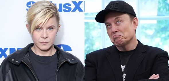 On the left, singer Robyn. On the right, Elon Musk pulls a face.